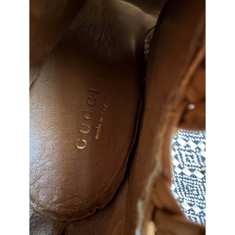 Runway Gucci gladiator leather brown heels shoes sandals size 38 - Picture 12 of 16
